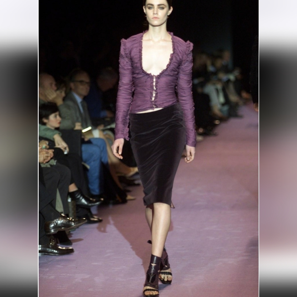 Yves Saint Laurent Tom Ford's Coveted 2001 Winter Collection Runway Velvet Skirt